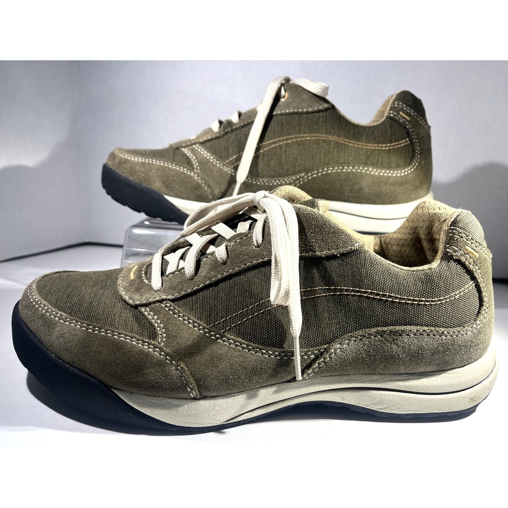 NWOB LL Bean Women's Size 9 Olive Green Canvas Suede Walking Sneakers Shoe - Picture 2 of 6